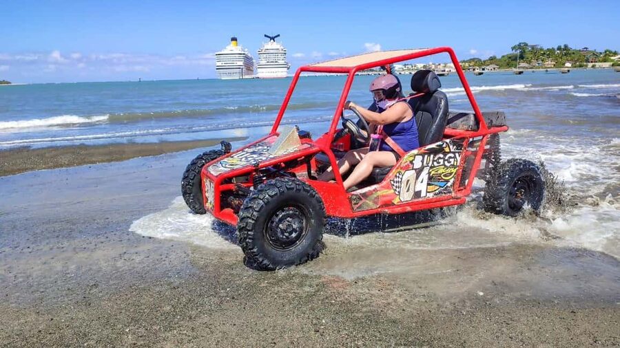 Amber Cove & Taino Bay: Buggy Tour with Swimming & Tasting - Safety gear before the first muddy track