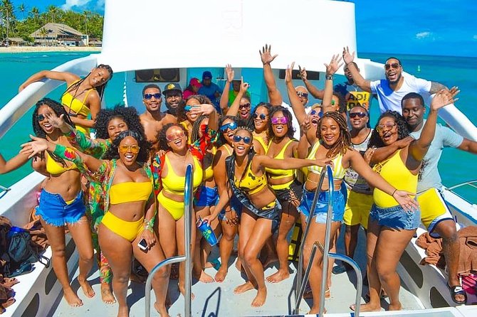 Morning Private Party Boat with Water Slide Open Bar and BBQ - Leaving Cortecito Beach for the Punta Cana coast