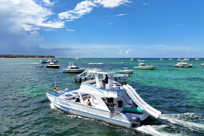 Private Cruise Party with Drinks and Snorkeling in Punta Cana - The slide and the view toward marine attractions
