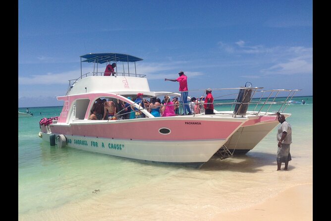 Private Party Boat with Slide and chicken skewers at Punta Cana - The return along Bavaro Beach keeps the day easy