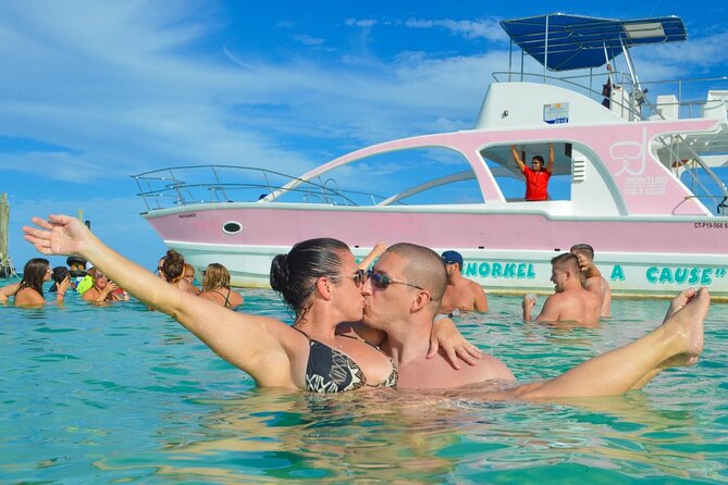 Private Party Boat with Slide and chicken skewers at Punta Cana - Cabo Engaño combines the snorkel stop and the slide
